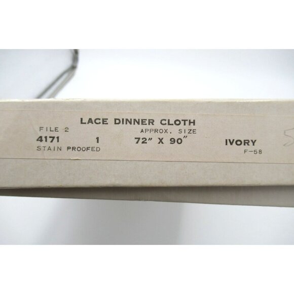 Vintage Scranton Ivory Lace Satin Proofed Table Cloth with 12 Napkins 72" X 90" - Picture 4 of 6